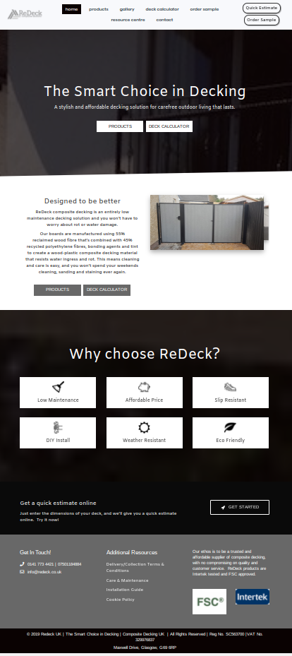Redeck UK Website | Glasgow Web Designer Portfolio
