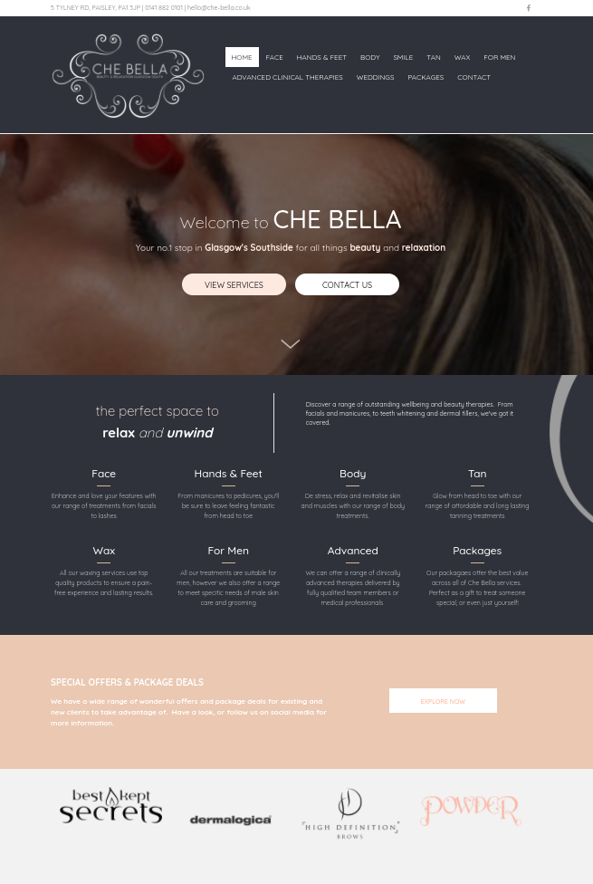 Che Bella Website | Glasgow Web Designer Portfolio