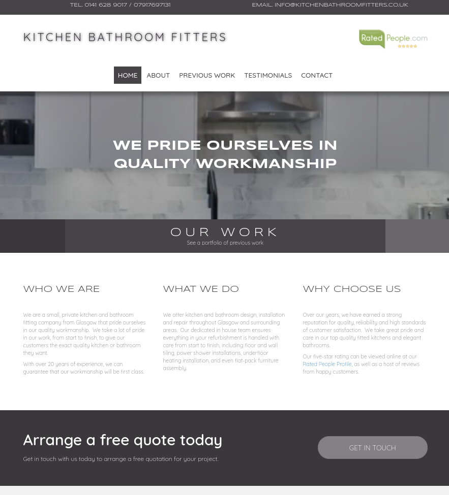 Kitchen Bathroom Fitters Website | Glasgow Web Designer Portfolio